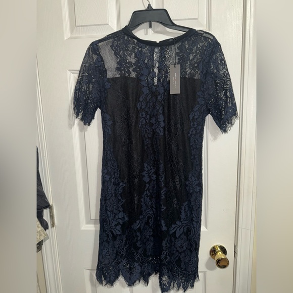 Romeo & Juliet Couture Black and Blue Lace Midi Dress - Picture 1 of 6